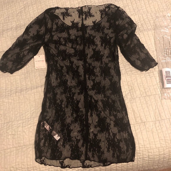 NWT Free People Black Shirt Lace Layered in Luxe Tee T-shirt T M Medium - Picture 6 of 8